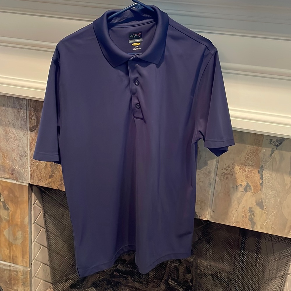 Greg Norman Mens Golf Polo Sz Large Blue
